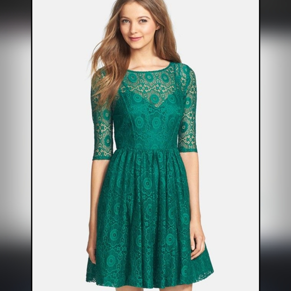 Plenty by Tracy Reese Emerald Lace Midi Dress